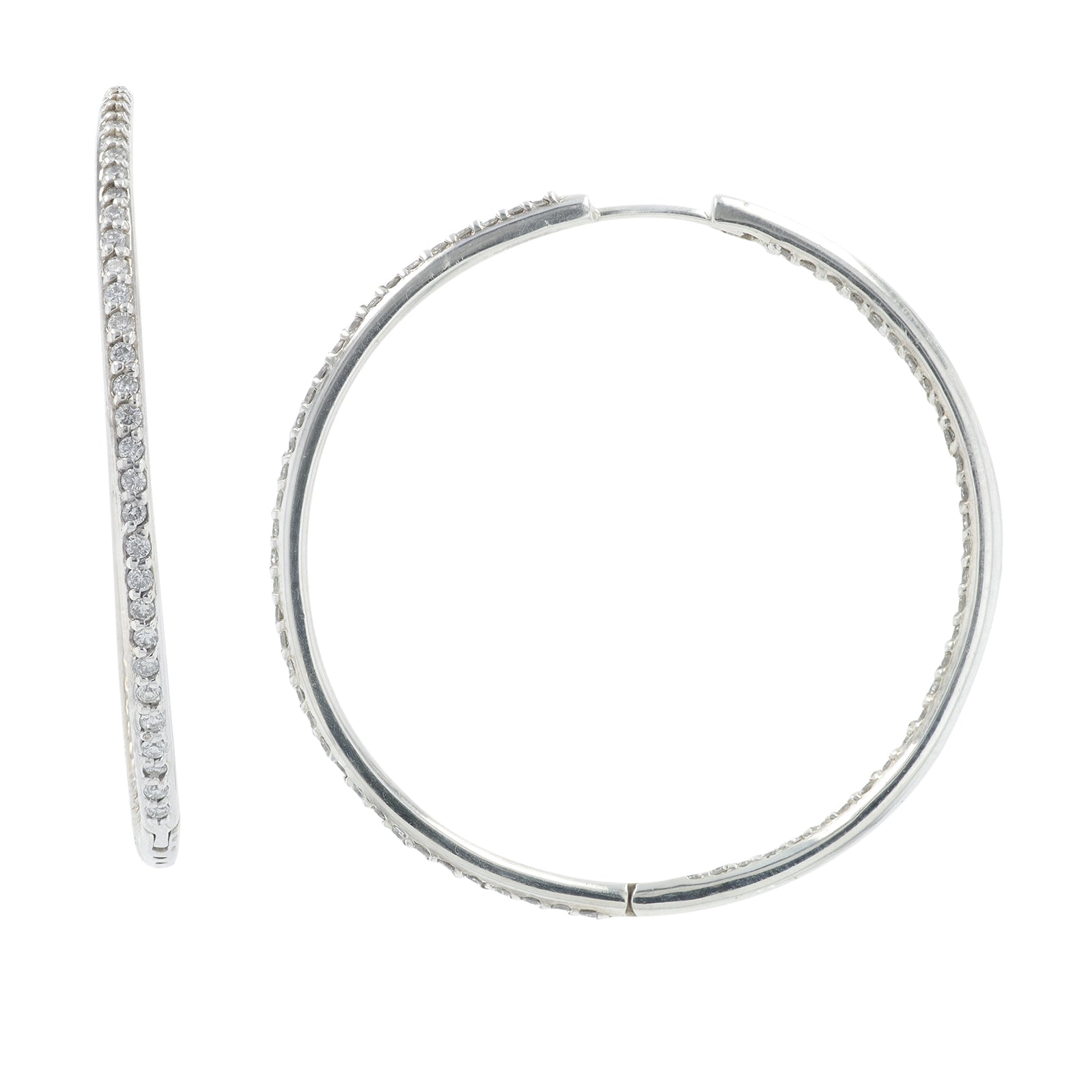 14K WG 1.50 CT Diamond Inside-Out Hoops
