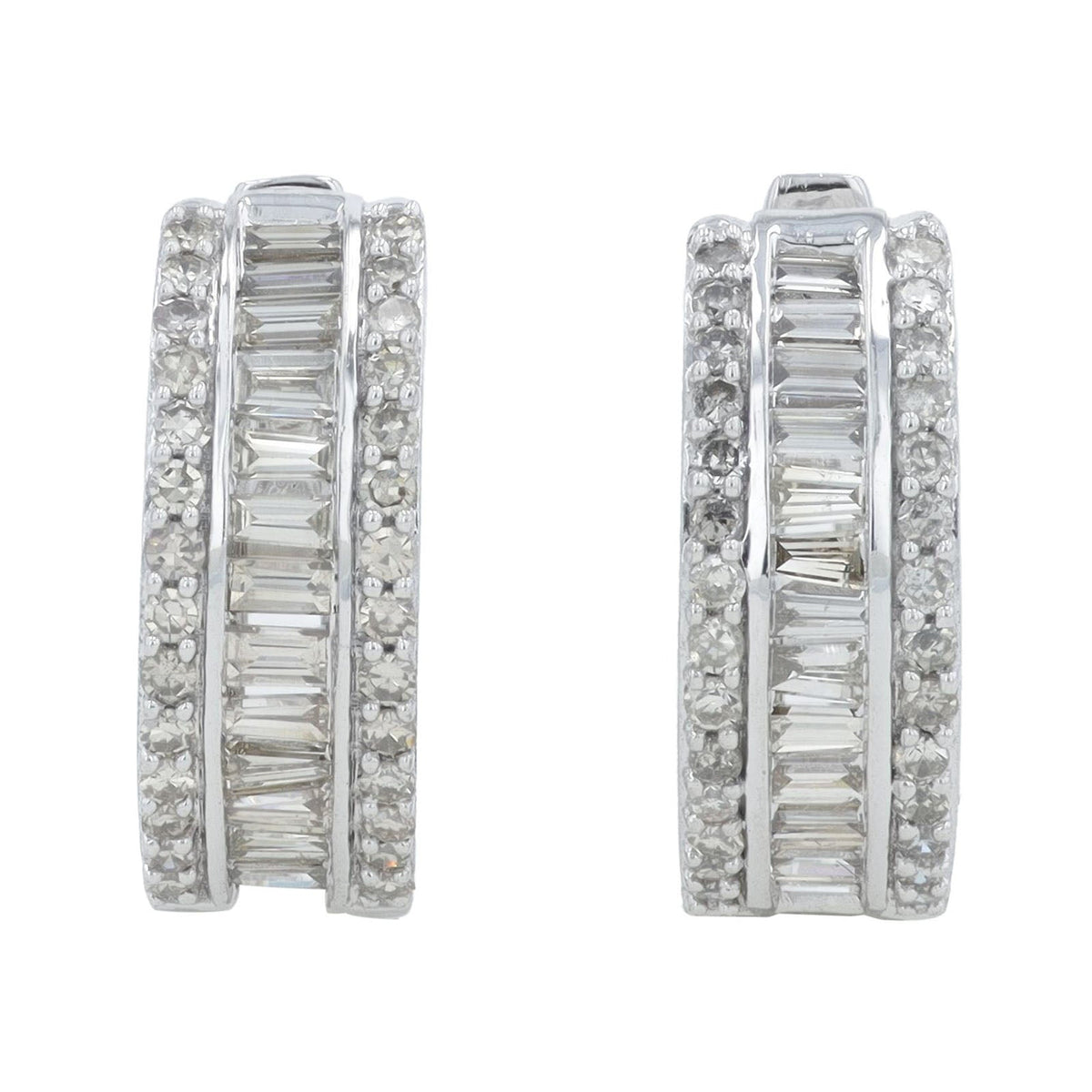 14K 1 CT Diamond Hoops