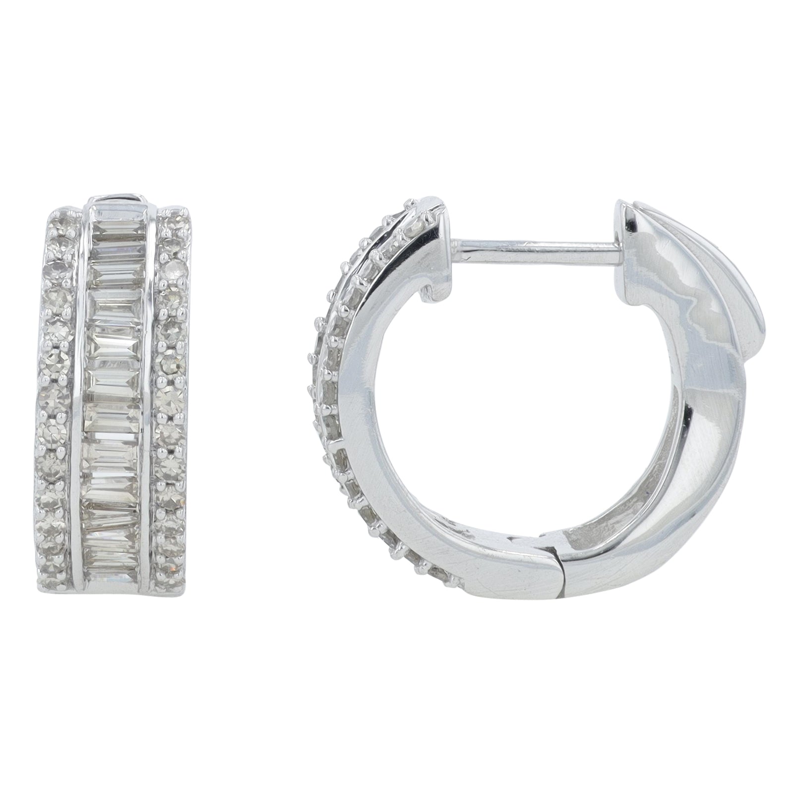 14K 1 CT Diamond Hoops