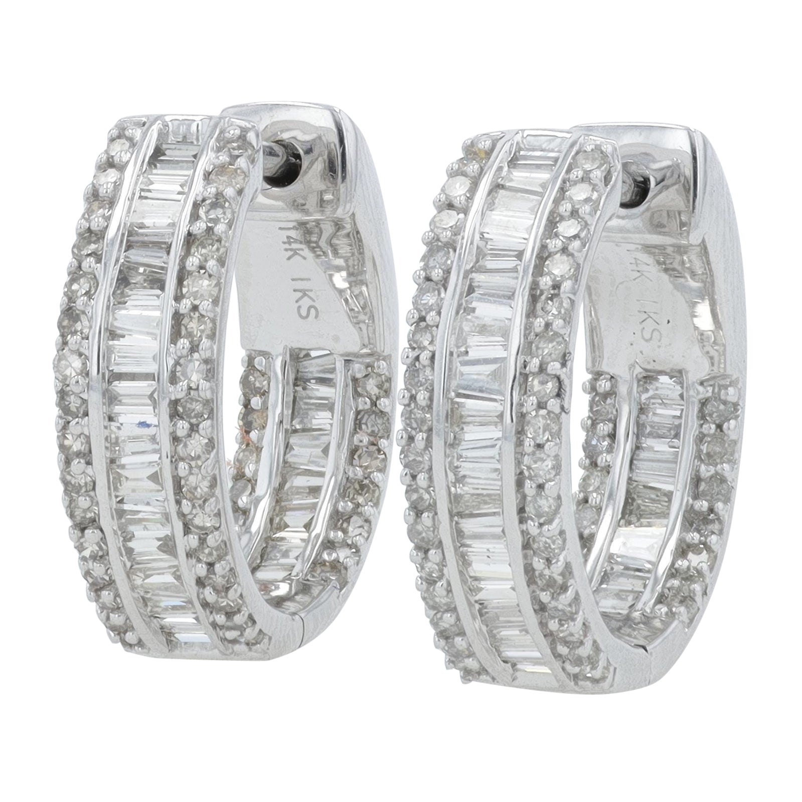 14K 1 C T Diamond Inside-Out Hoops<p><strong>More Colors Available</p></strong>