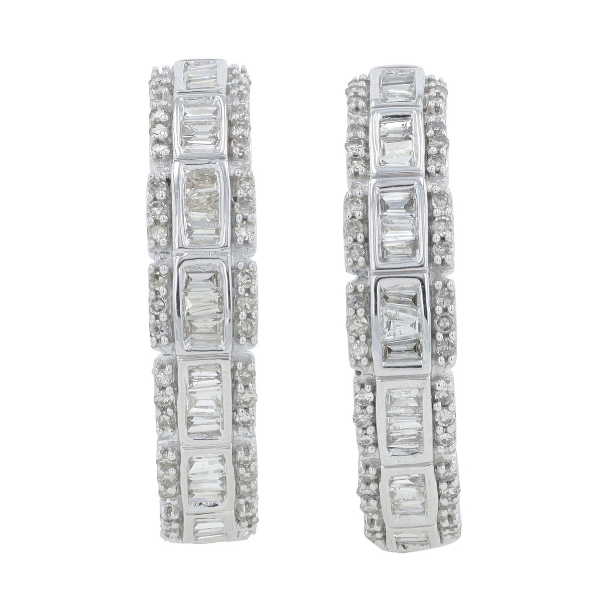 14K WG 1 CT Diamond Hoops