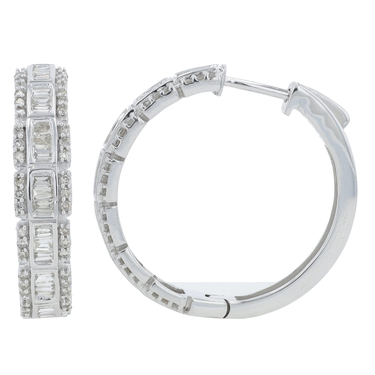 14K WG 1 CT Diamond Hoops