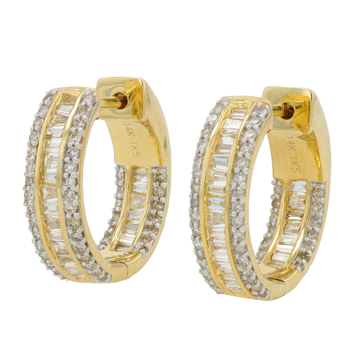 14K 1 C T Diamond Inside-Out Hoops<p><strong>More Colors Available</p></strong>