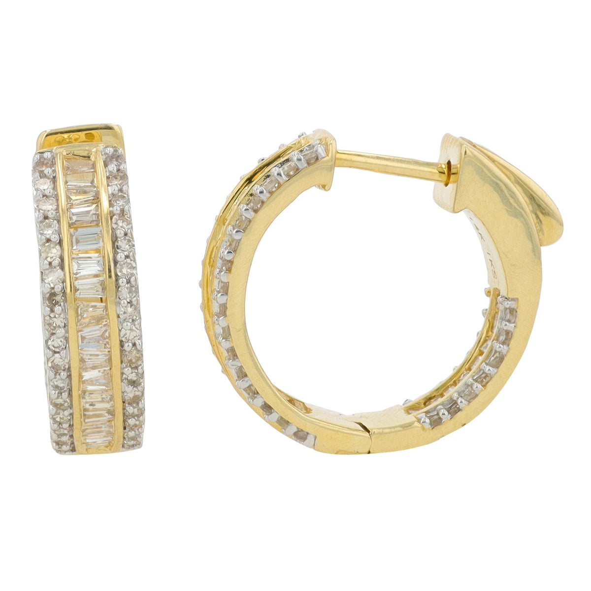 14K 1 C T Diamond Inside-Out Hoops<p><strong>More Colors Available</p></strong>