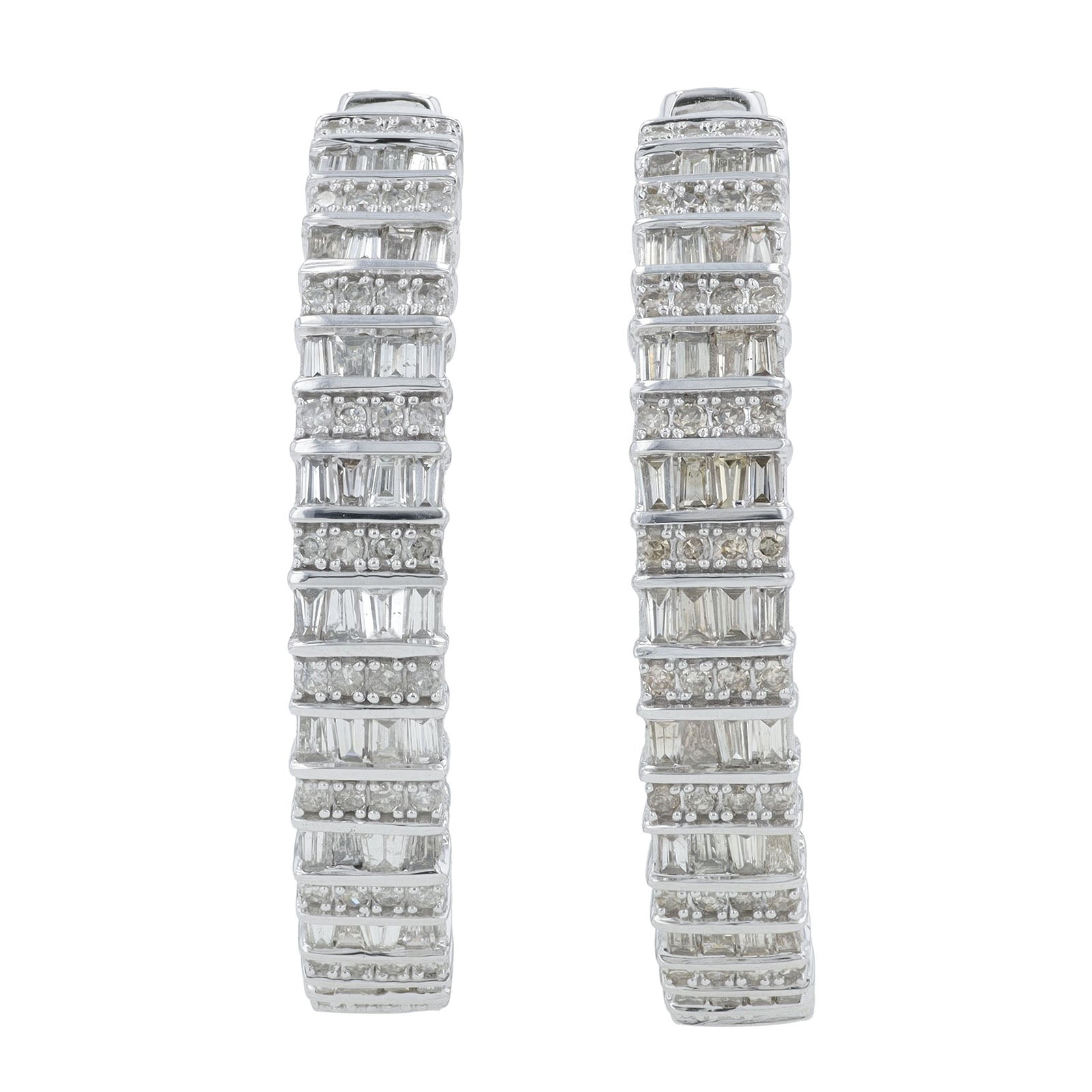 14K WG 3 CT Diamond Hoops
