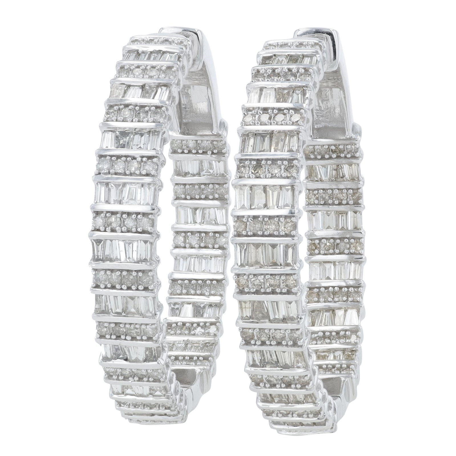 14K WG 3 CT Diamond Hoops