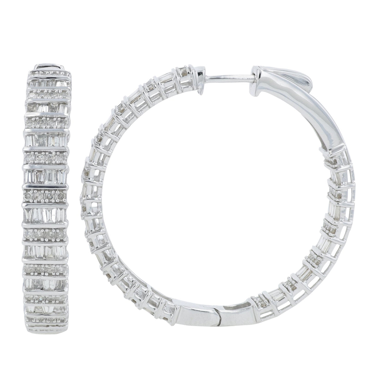 14K WG 3 CT Diamond Hoops