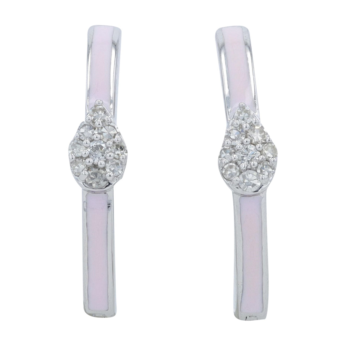 14K 1/10 CT Diamond Cluster & Enamel Hoops<p><strong>More Colors Available</p></strong>