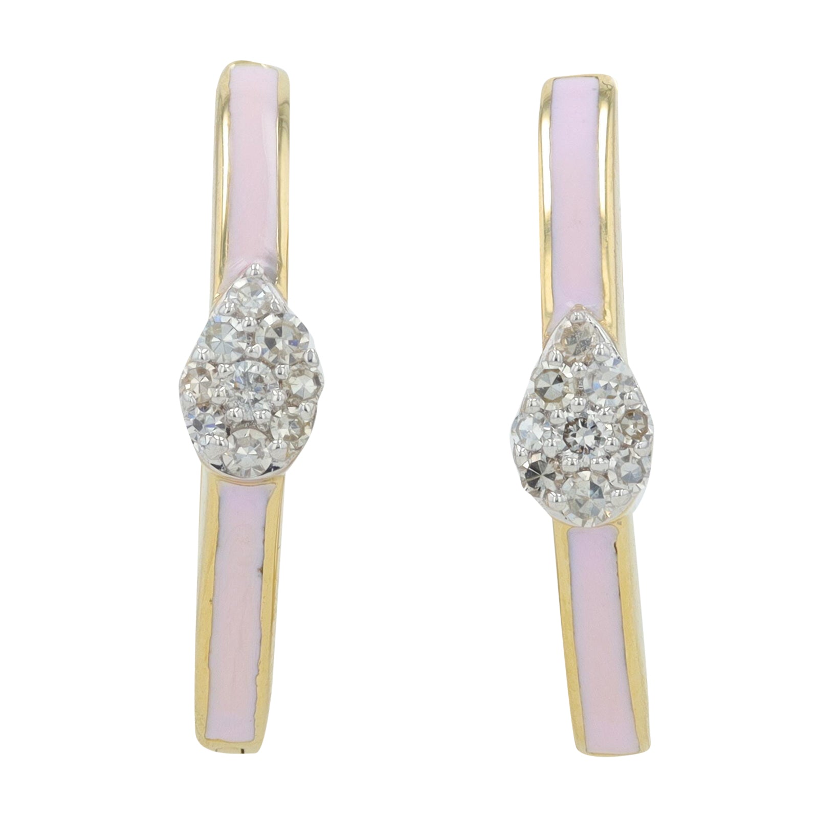 14K 1/10 CT Diamond Cluster & Enamel Hoops<p><strong>More Colors Available</p></strong>