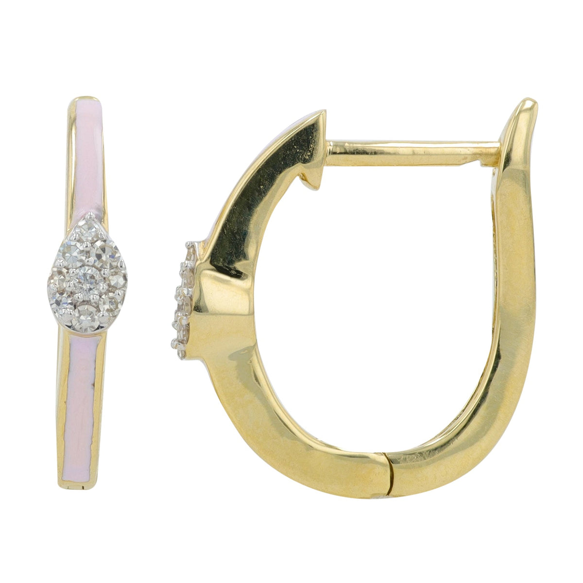 14K 1/10 CT Diamond Cluster & Enamel Hoops<p><strong>More Colors Available</p></strong>