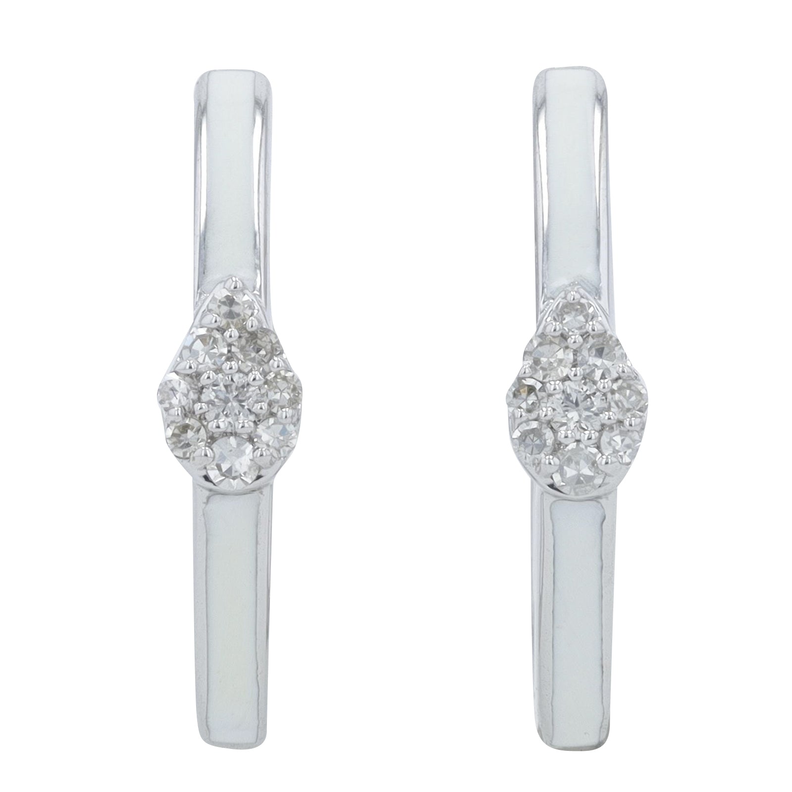 14K 1/10 CT Diamond Cluster & Enamel Hoops<p><strong>More Colors Available</p></strong>