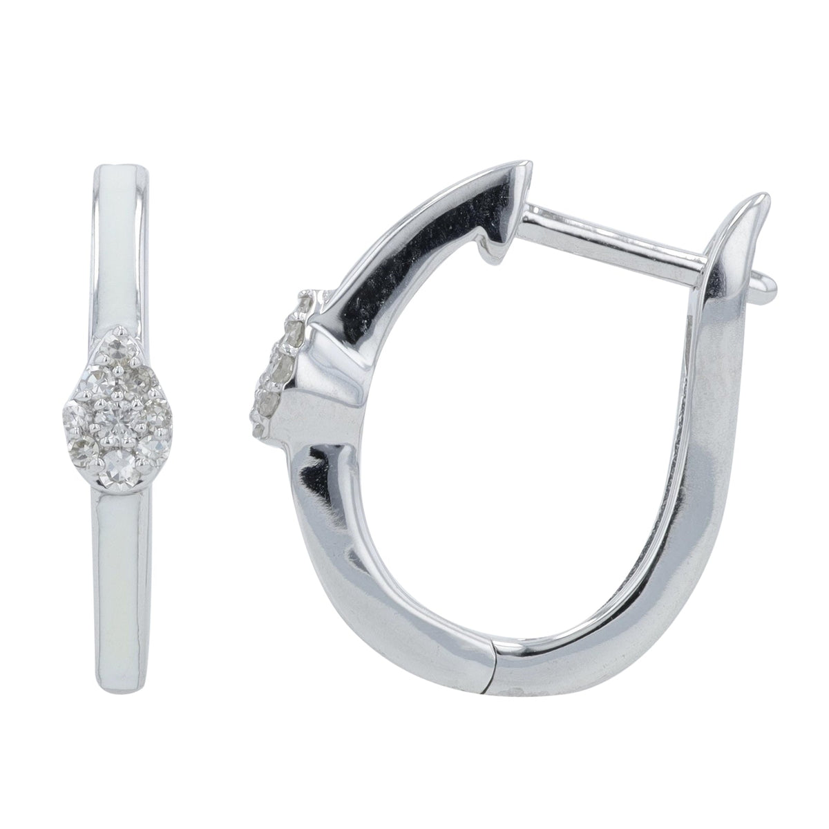 14K 1/10 CT Diamond Cluster & Enamel Hoops<p><strong>More Colors Available</p></strong>