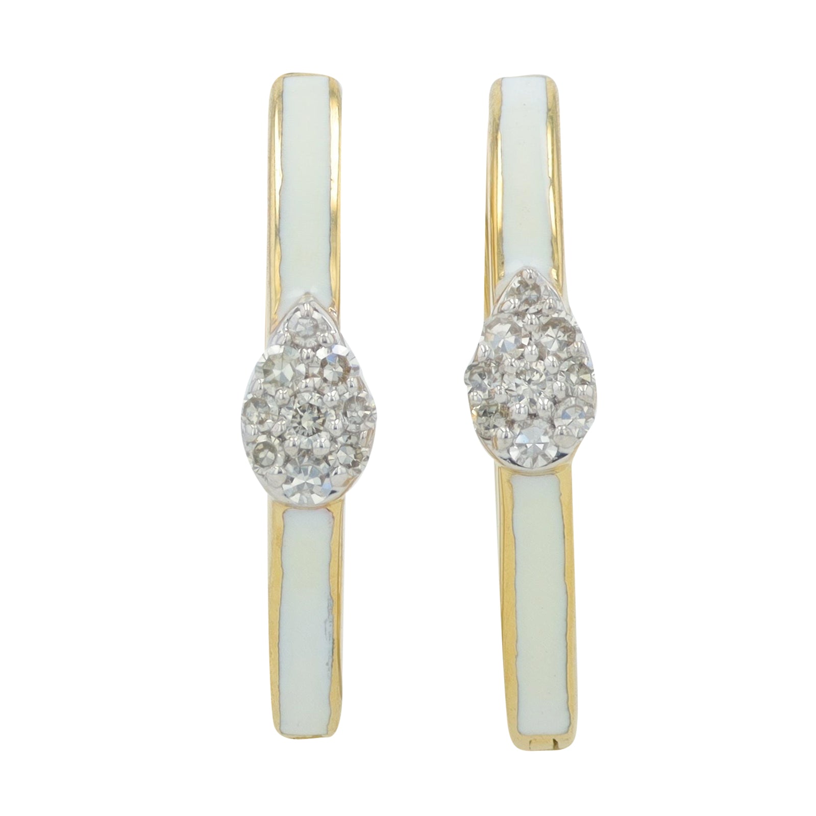 14K 1/10 CT Diamond Cluster & Enamel Hoops<p><strong>More Colors Available</p></strong>