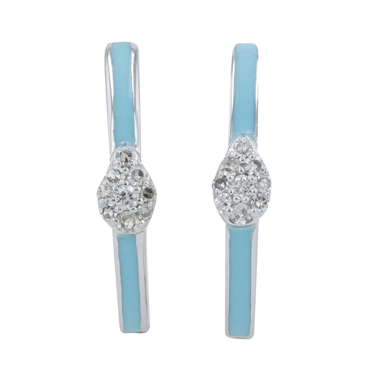 14K 1/10 CT Diamond Cluster & Enamel Hoops<p><strong>More Colors Available</p></strong>