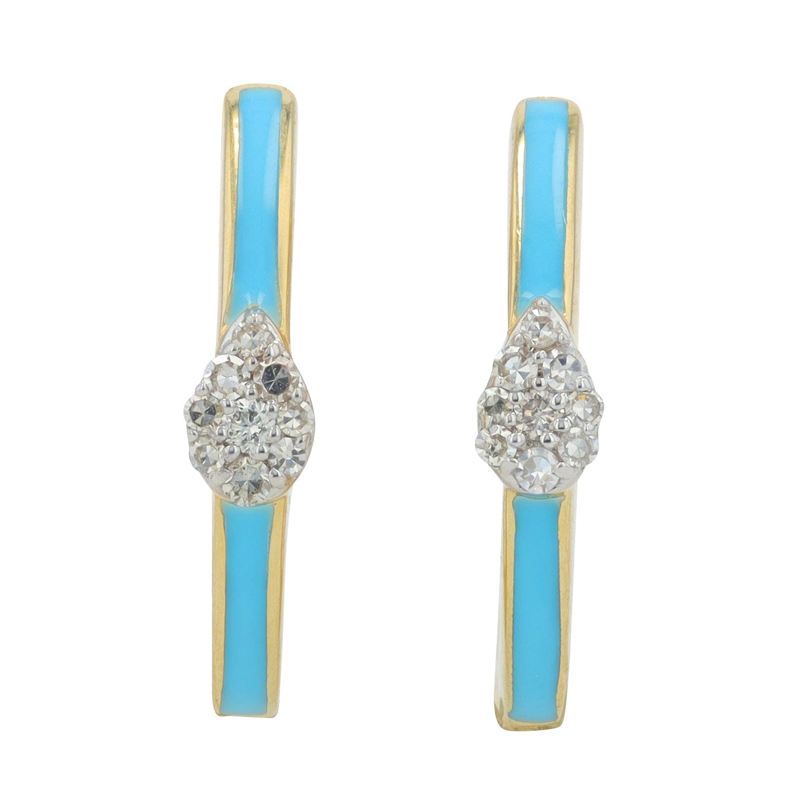 14K 1/10 CT Diamond Cluster & Enamel Hoops<p><strong>More Colors Available</p></strong>
