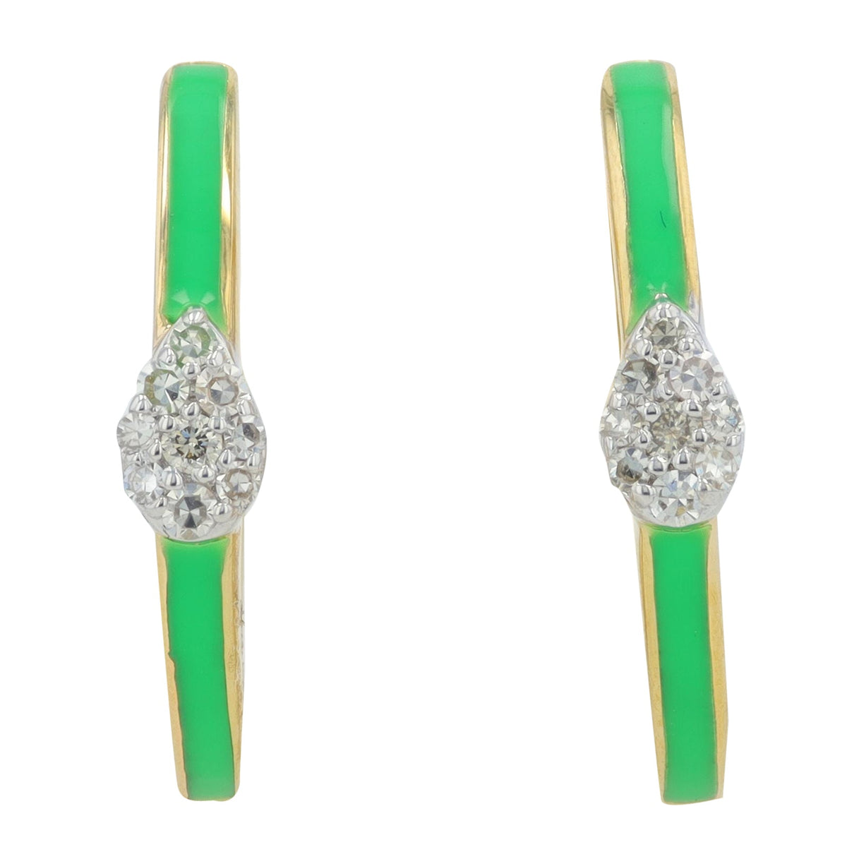 14K 1/10 CT Diamond Cluster & Enamel Hoops<p><strong>More Colors Available</p></strong>