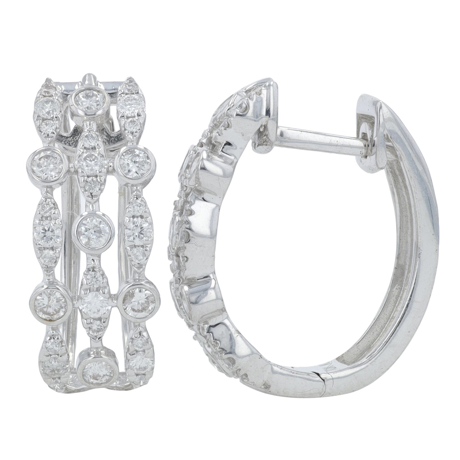 10K WG .82 CTW Diamond Hoops