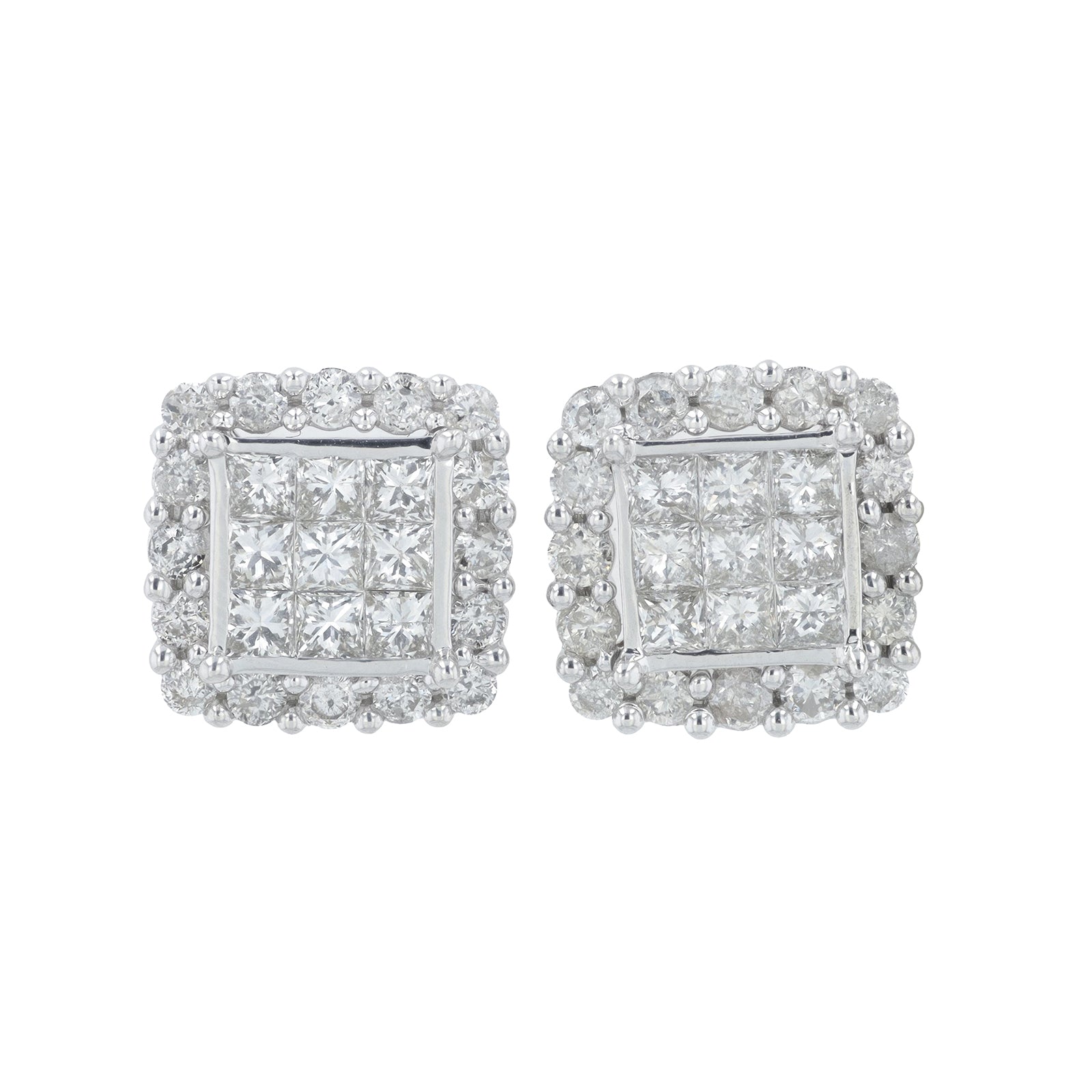10K WG 2 CTW Diamond Cluster Studs