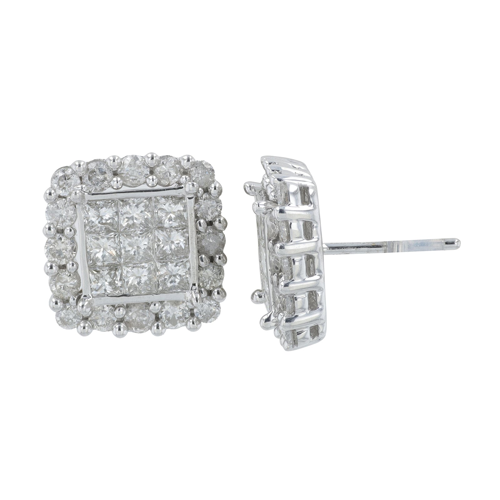 10K WG 2 CTW Diamond Cluster Studs