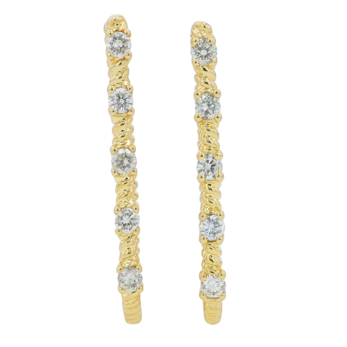 10K YG 1/2 CT Oval Diamond Hoops