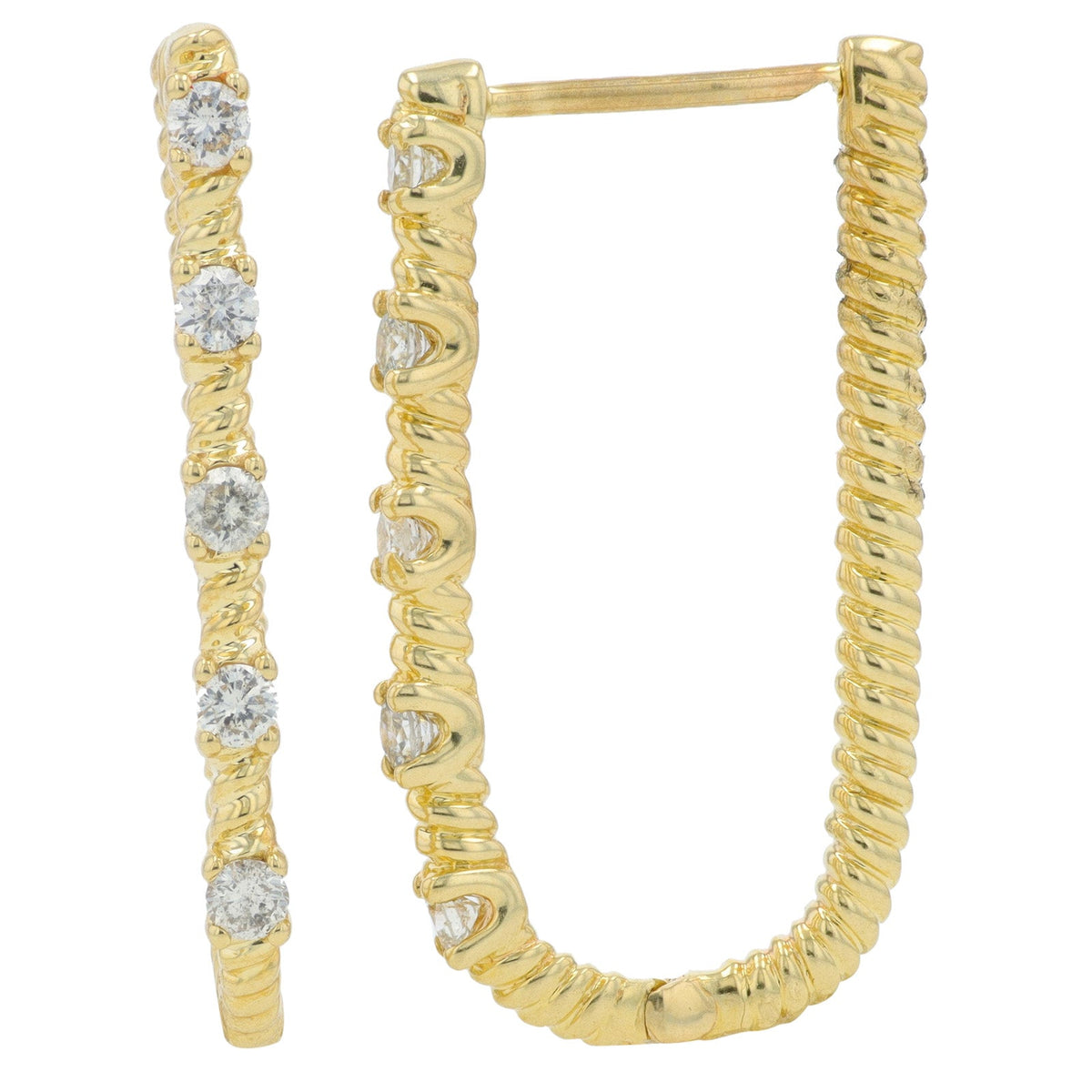 10K YG 1/2 CT Oval Diamond Hoops