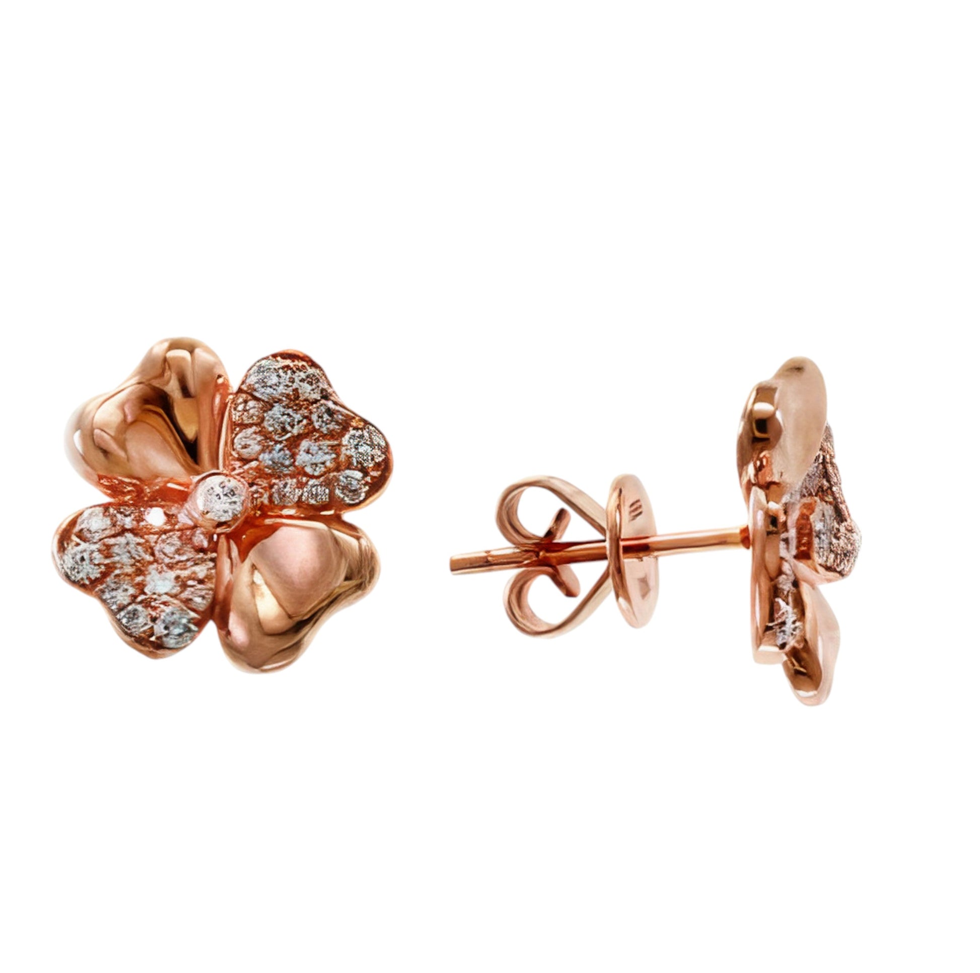 14K EFFY RG 0.47 CT Diamond Flower Earrings