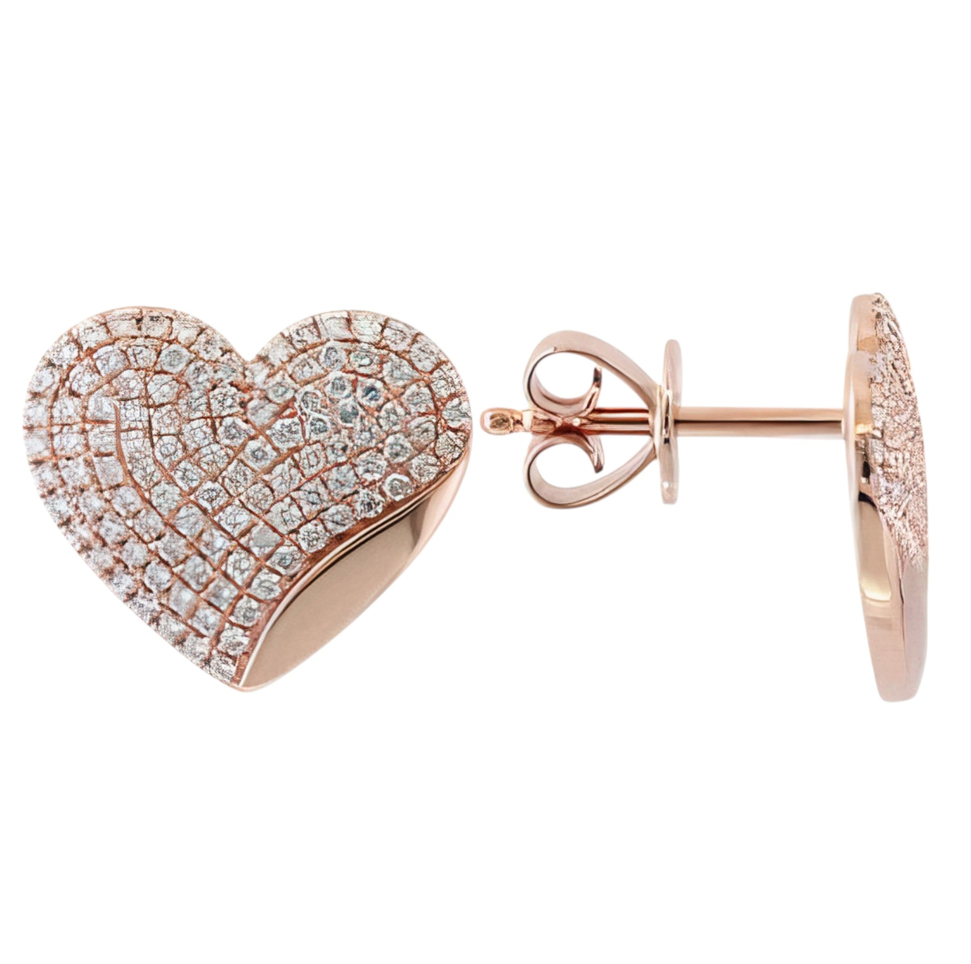 14K EFFY RG 0.60 DT Diamond Heart Earrings