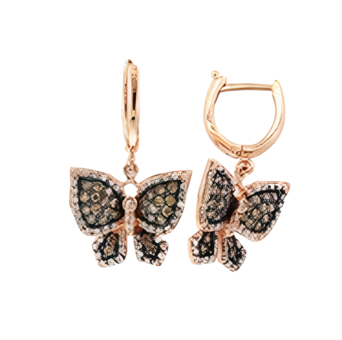 14K EFFY RG 1.17 CT Diamond Butterfly Earrings