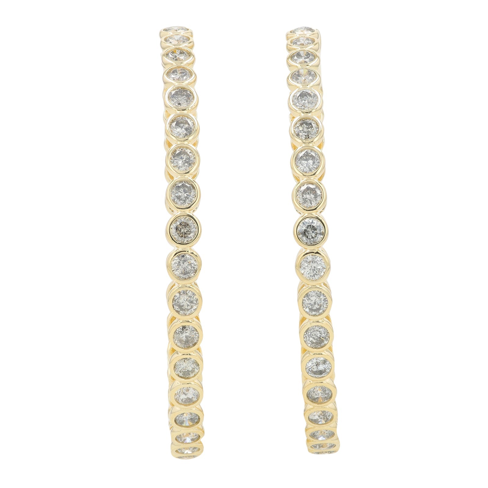 14K YG 3 CT Diamond Inside-Out Hoops