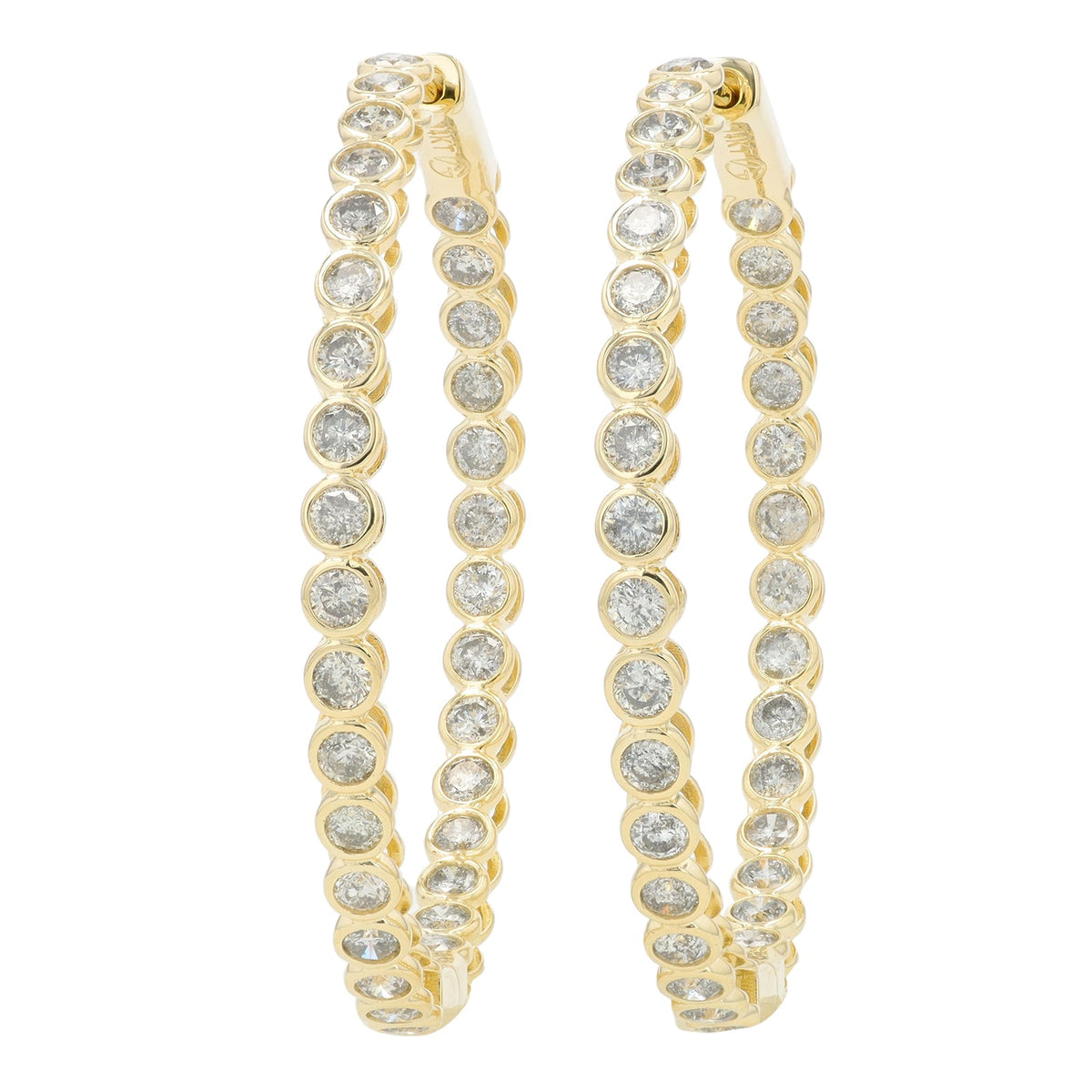 14K YG 3 CT Diamond Inside-Out Hoops