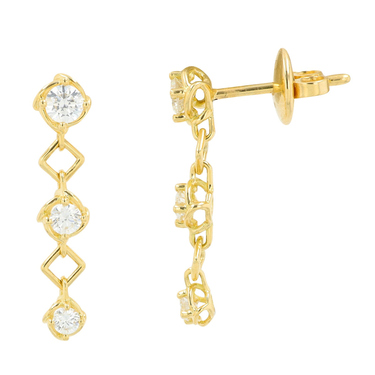 18K YG .53 CT Diamond Earrings