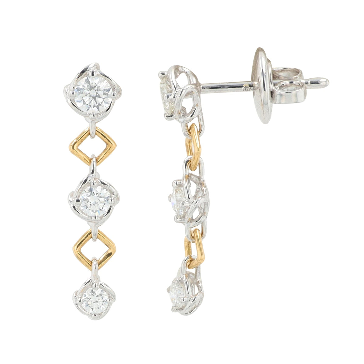 18K TT .53 CT Diamond Earrings