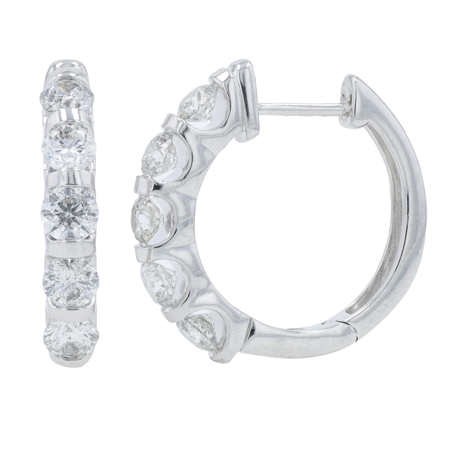 14K WG 2 CTW Diamond Hoops