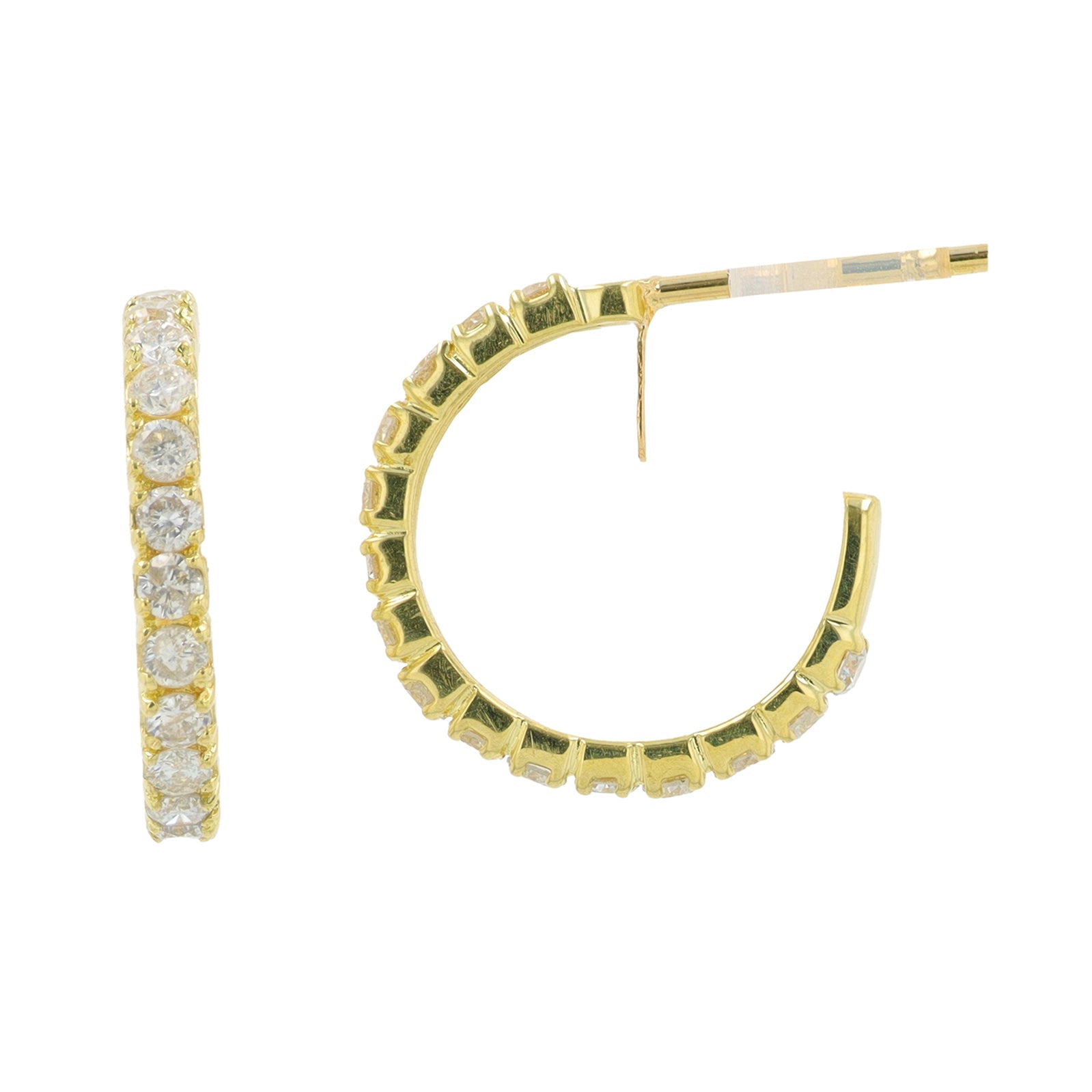 18K YG 1 CT Diamond C Hoops