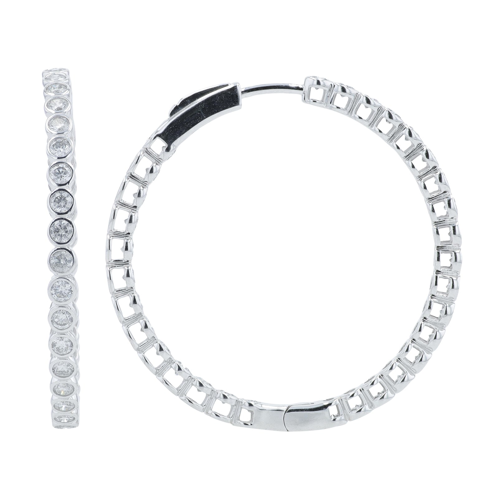 14K WG 3 CT Diamond Inside-Out Hoops