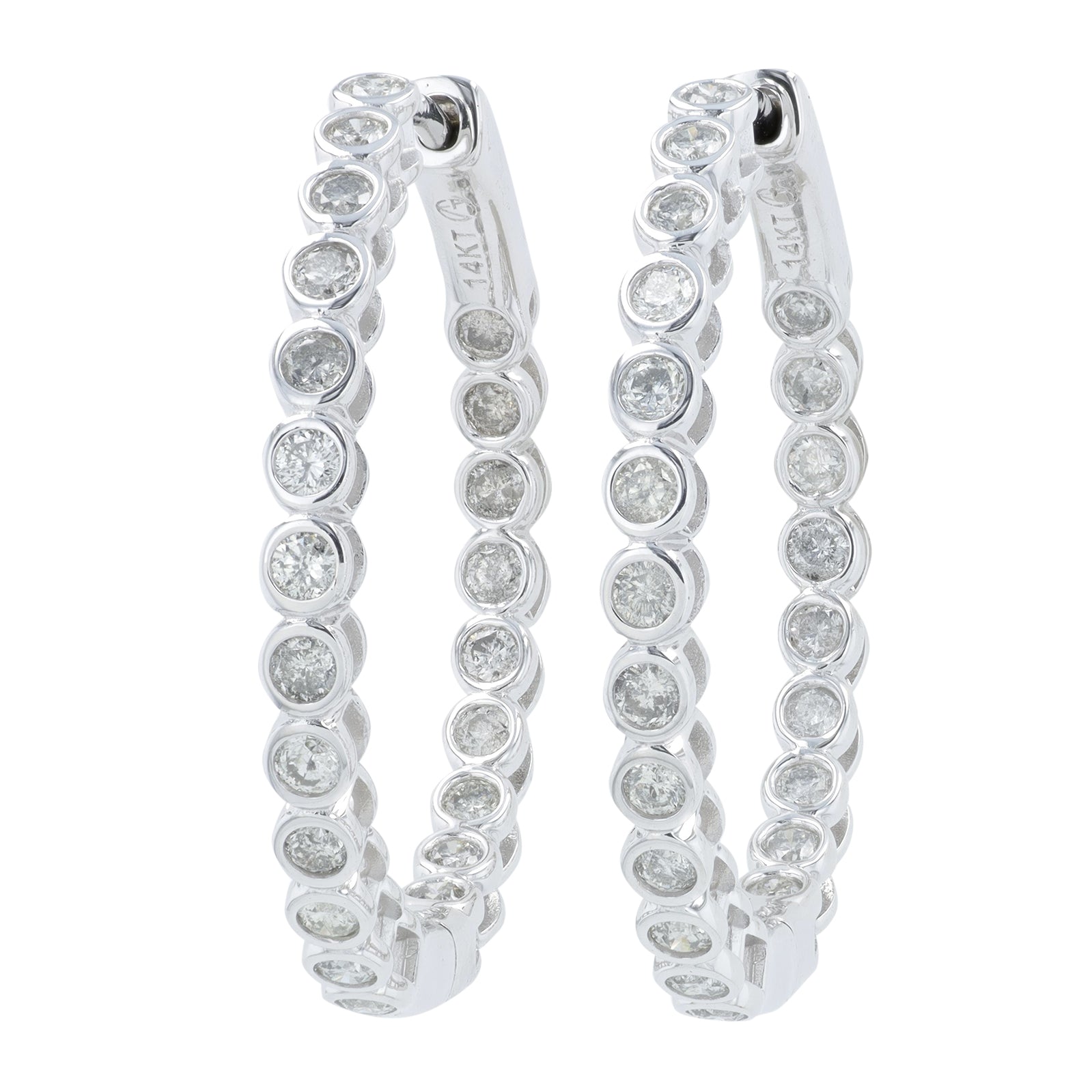 14K WG 1 CT Diamond Inside-Out Hoops