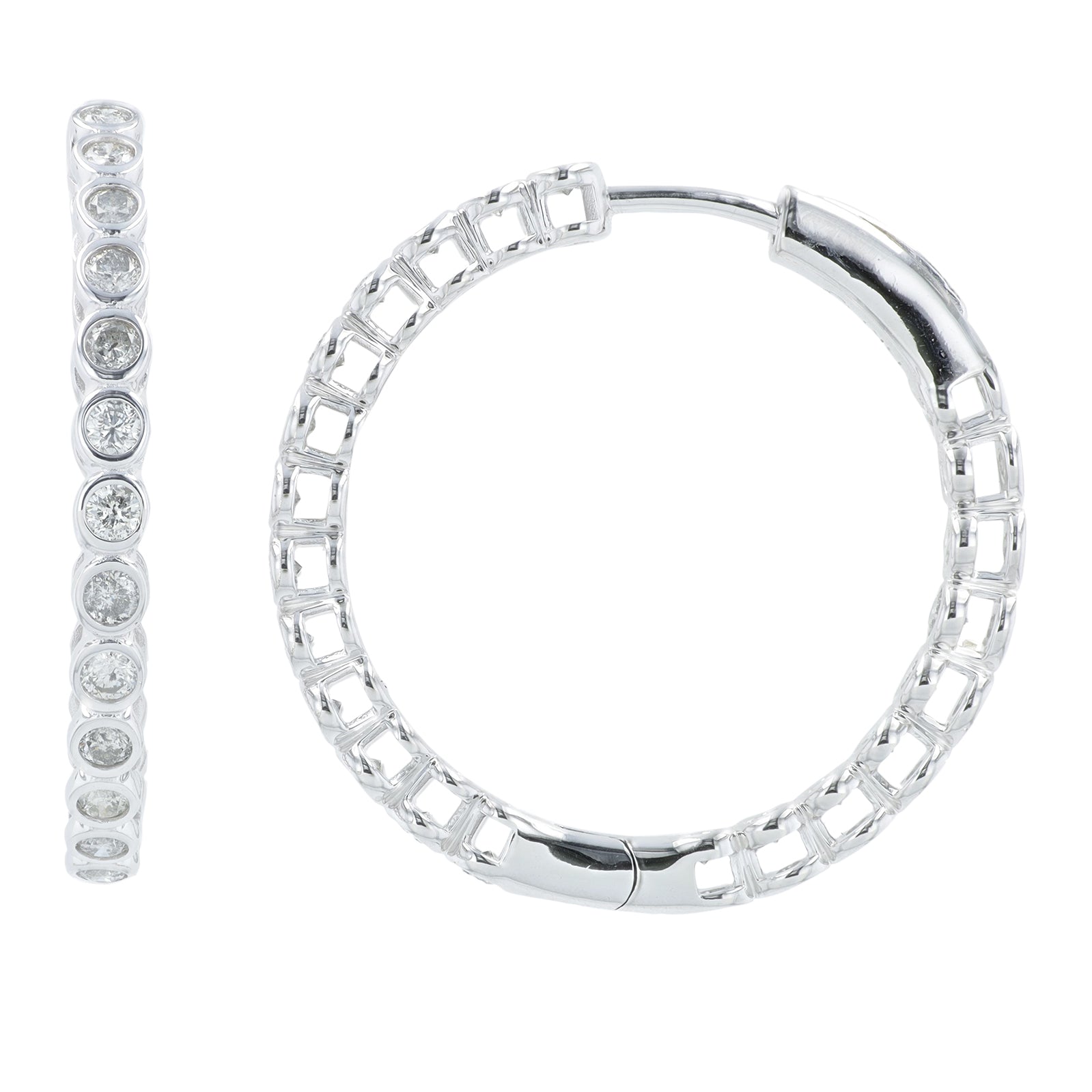 14K WG 1 CT Diamond Inside-Out Hoops