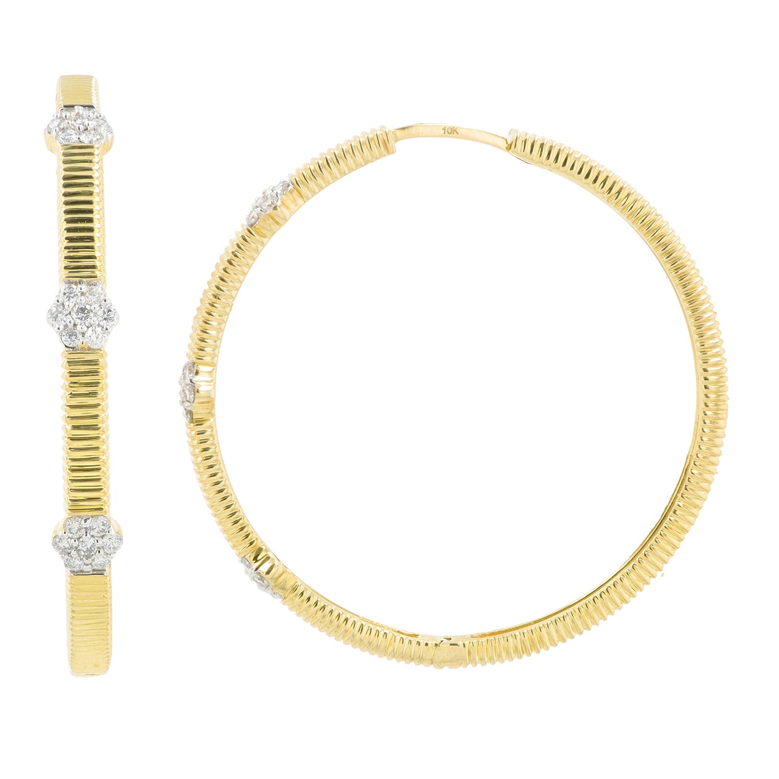 10K YG .50 CT Diamond Hoops