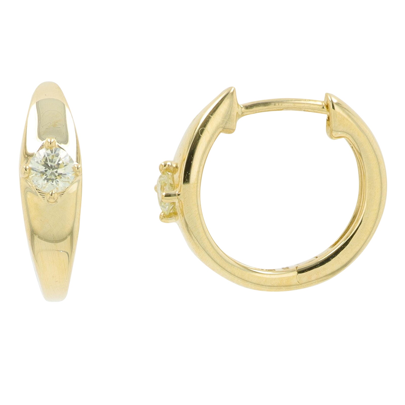 14K YG .12 CT Diamond Huggies
