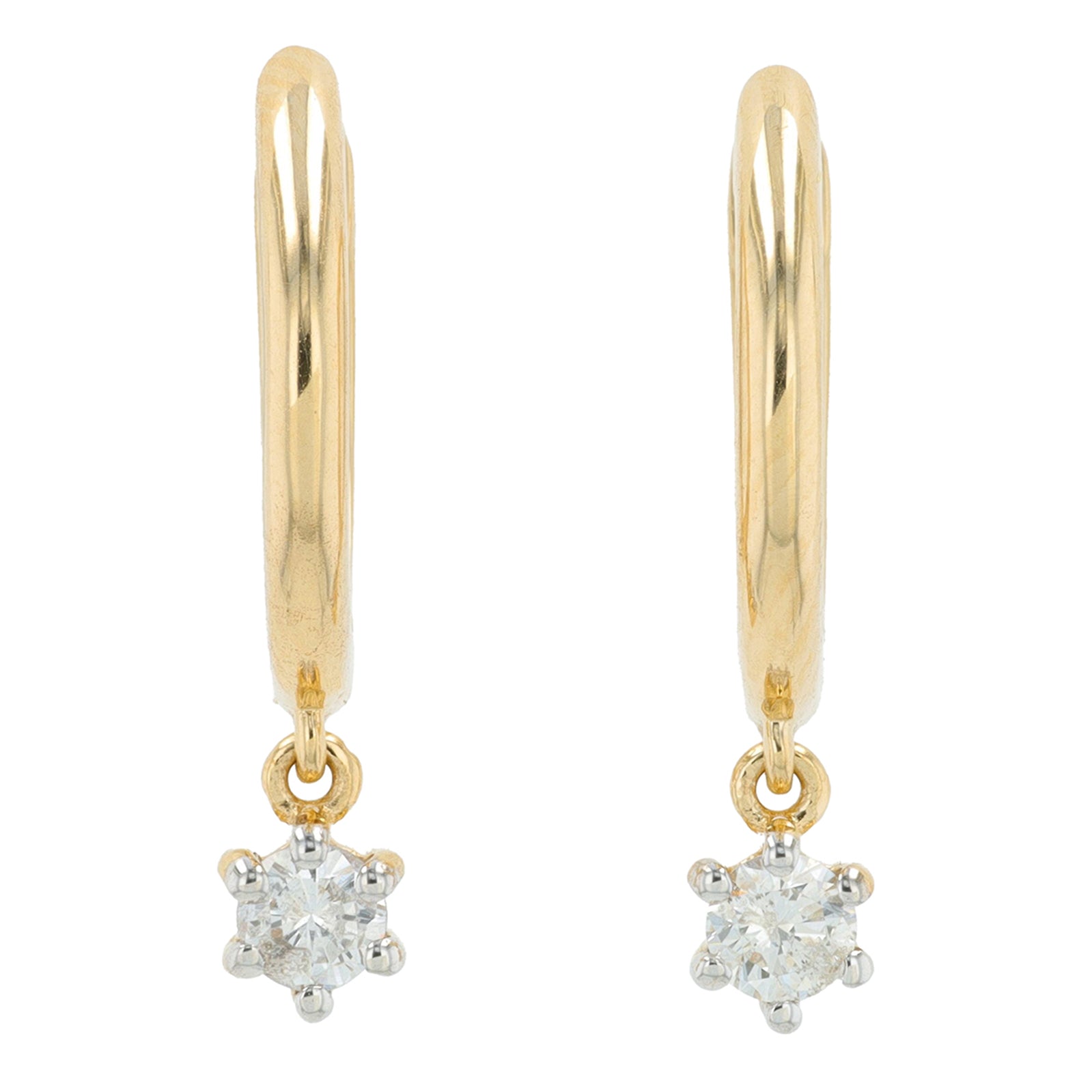 14K YG .22 CT Diamond Hoops