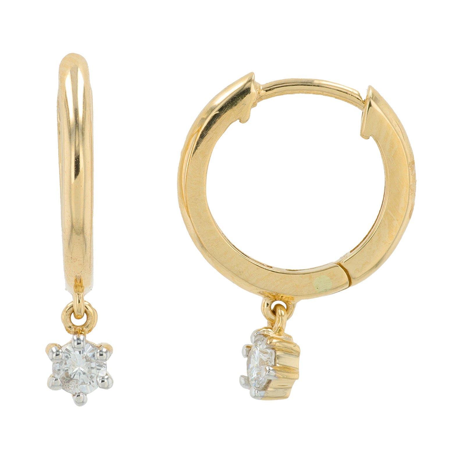14K YG .22 CT Diamond Hoops