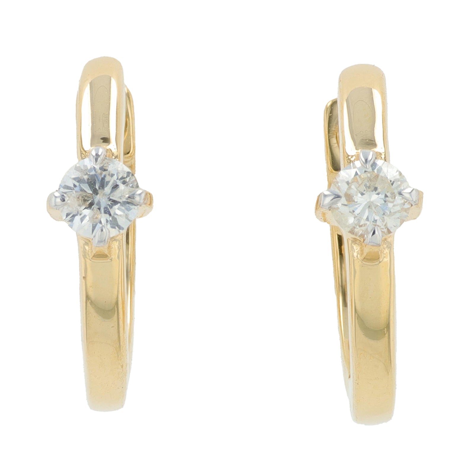 14K YG .20 CT Diamond Hoops