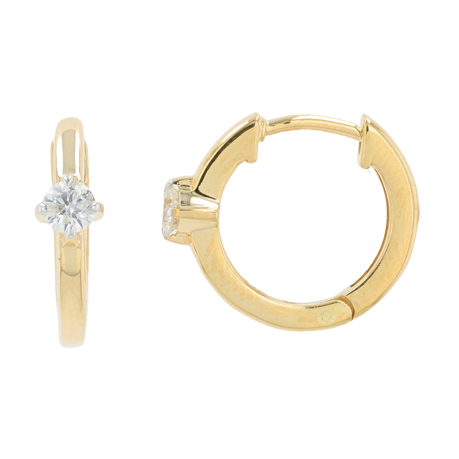 14K YG .20 CT Diamond Hoops