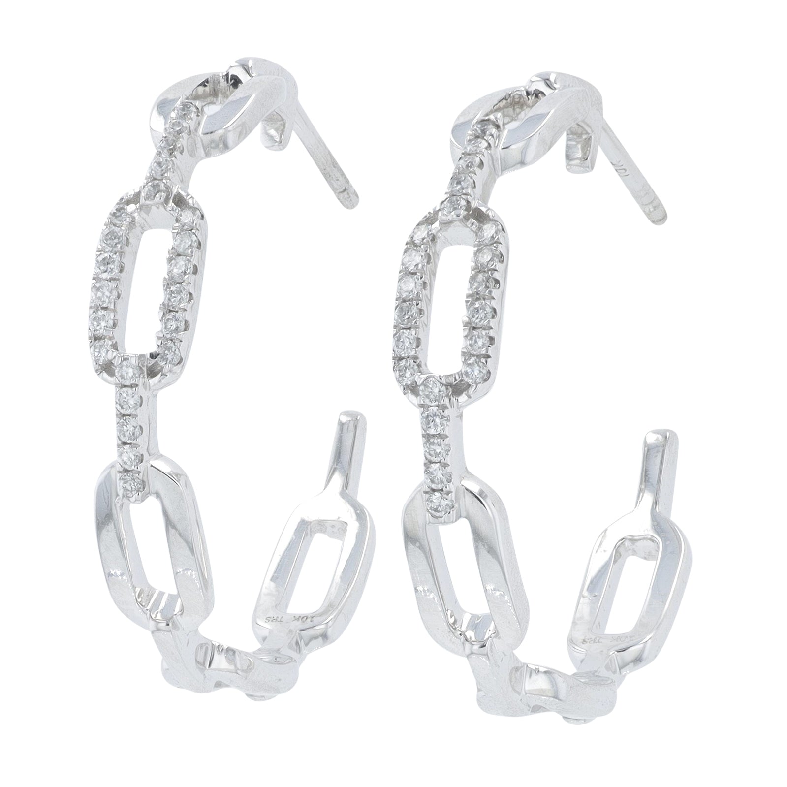 10K WG .17 CT Diamond C Hoops