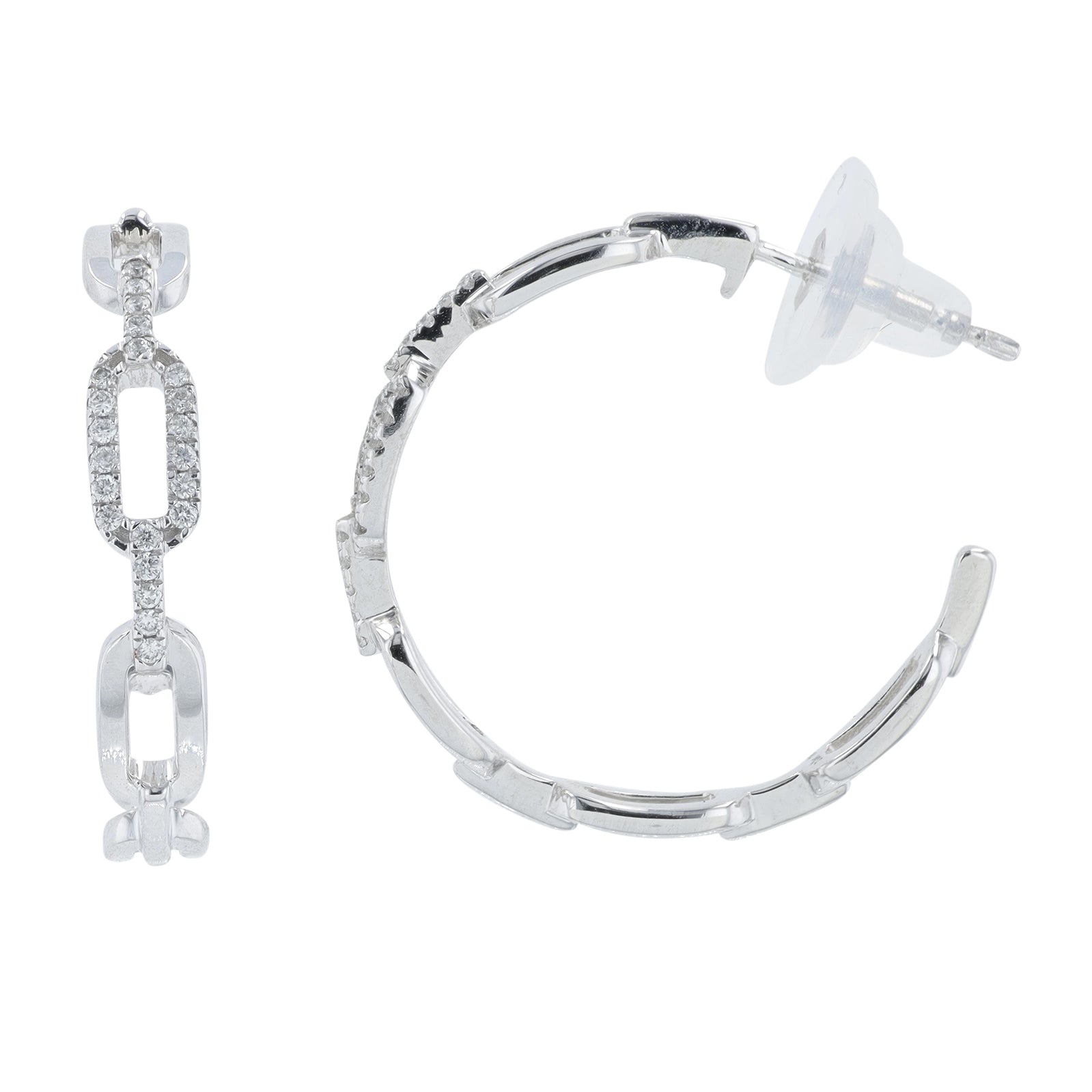 10K WG .17 CT Diamond C Hoops
