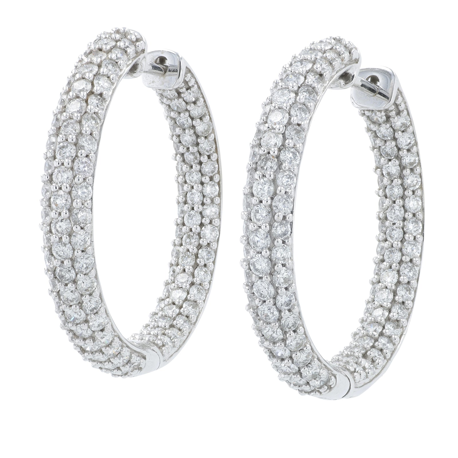 14K WG 2 CT Diamond Inside-Out Pave Hoops