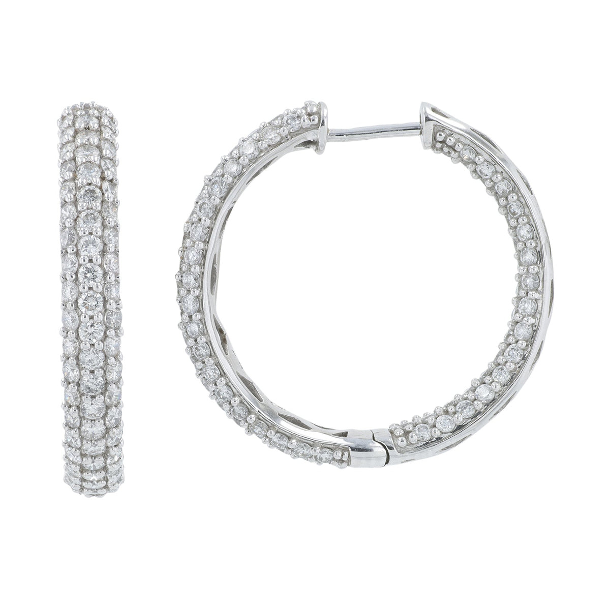 14K WG 2 CT Diamond Inside-Out Pave Hoops