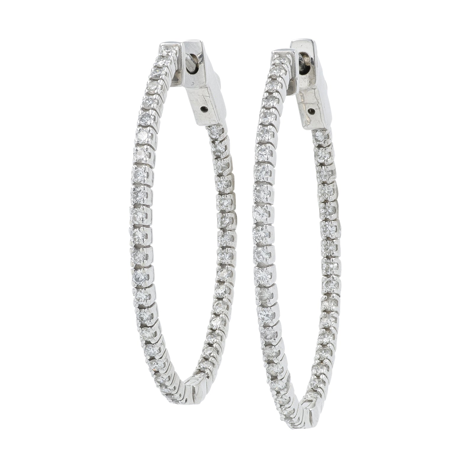 14K WG 1 CT Diamond Inside-Out Hoops