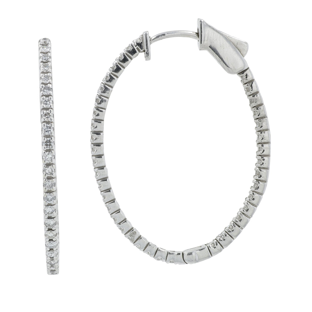 14K WG 1 CT Diamond Inside-Out Hoops