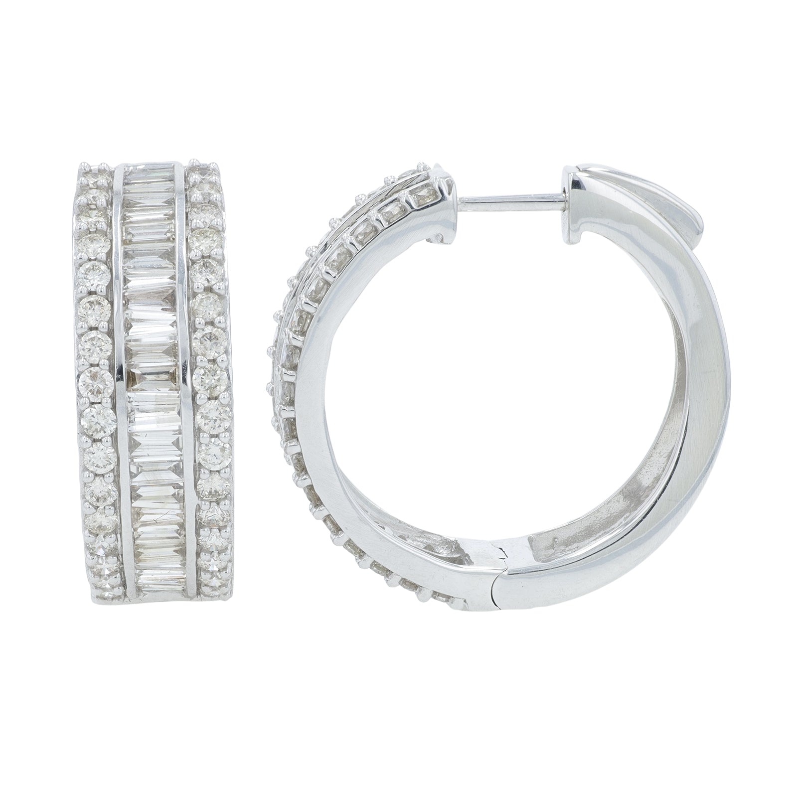 14K WG 3 CT Diamond Hoops